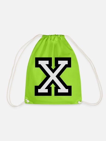 X Buchstabe X - Turnbeutel - Neongrün
