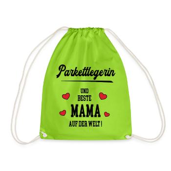 Beste Mama Parkettlegerin Muttertag Geburtstag Geb - Turnbeutel - Neongrün - Vorne