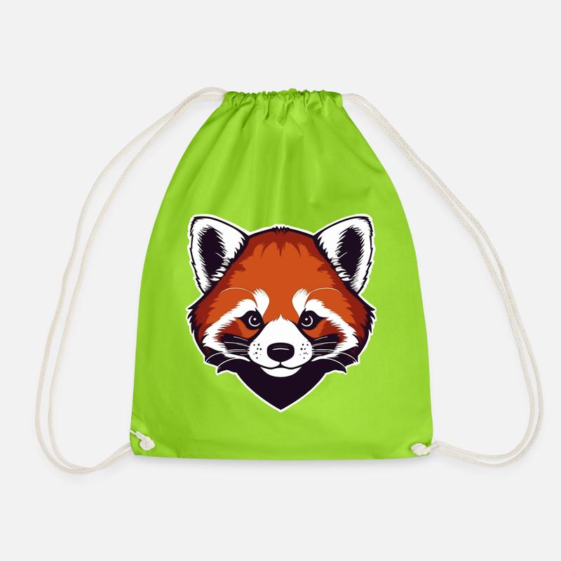 Red Panda (Head) - Drawstring Bag - neon green