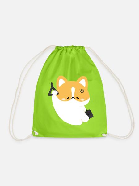 Müde Corgi pendeln - Turnbeutel - Neongrün