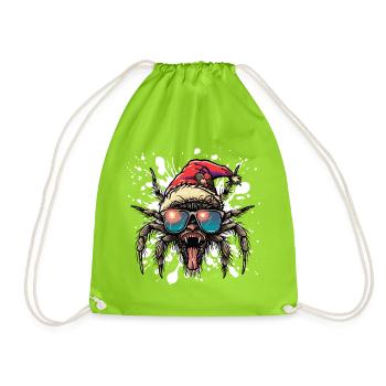 Tarantula Christmas Funny - Drawstring Bag - neon green - Front