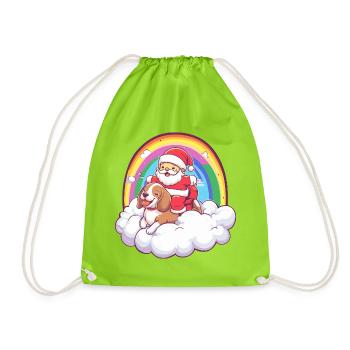 Beagle Hund Weihnachtsmann Weihnachten - Turnbeutel - Neongrün - Vorne
