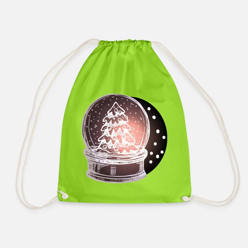 Schneekugel Weihnachtsbaum  - Turnbeutel - Neongrün