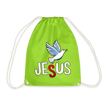 Lettrage de Colombe et JÉSUS - Sac de sport léger - vert néon - Devant