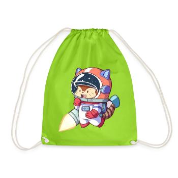 Astronaute chat en combinaison spatiale - Sac de sport léger - vert néon - Devant