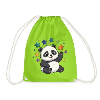 Panda Sternenfest bunte Sterne - Turnbeutel - Neongrün - Vorne