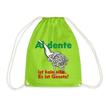 Al dente ist kein Vibe. Das ist Gesetz! - Turnbeutel - Neongrün - Vorne