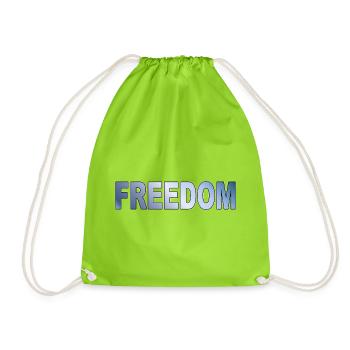 Freedom Typography Statement Design - Drawstring Bag - neon green - Front