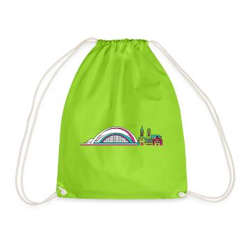 Liege City Skyline Guillemins Station Art - Drawstring Bag - neon green - Front