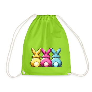 COLORFUL EASTER BUNNIES Happy Easter - Drawstring Bag - neon green - Front