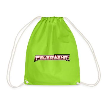 Feuerwehr Neon-Schriftzug - Turnbeutel - Neongrün - Vorne