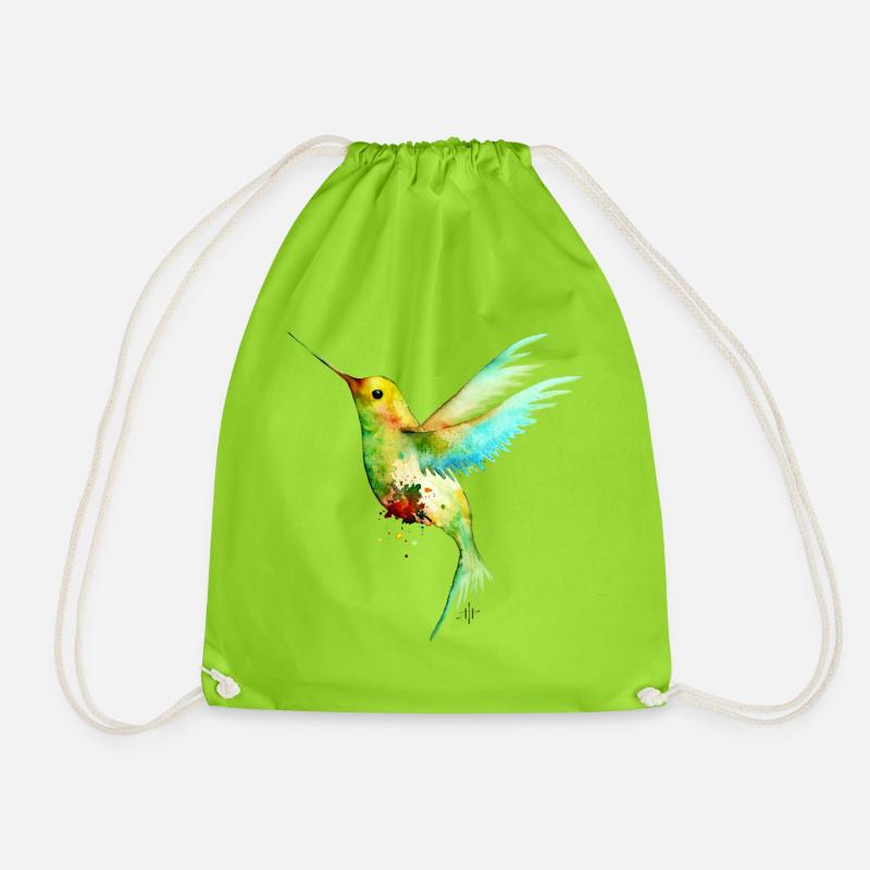 Hummingbird - Drawstring Bag - neon green