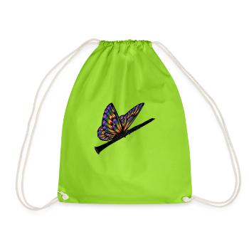 Butterfly clarinet - Drawstring Bag - neon green - Front