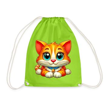Cat - Drawstring Bag - neon green - Front