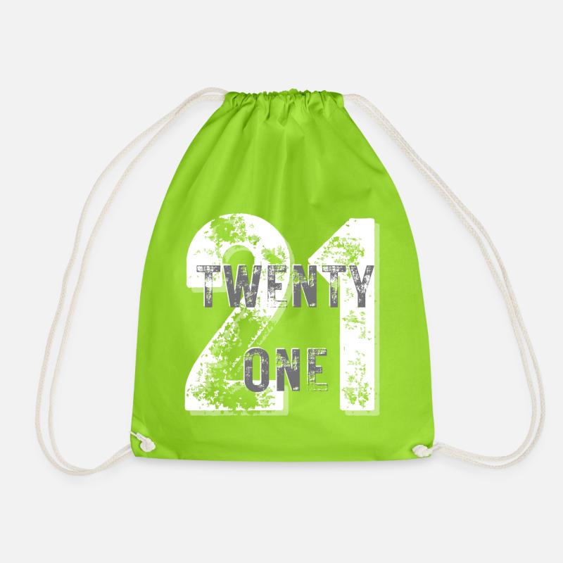 Vintage Style 21st Birthday Design  - Drawstring Bag - neon green
