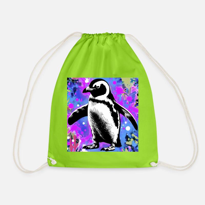 Pinguin - Turnbeutel - Neongrün