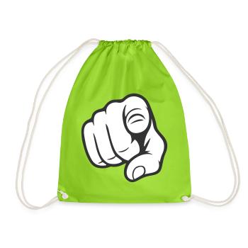 Pointer du doigt Tu gesticules Design d’autocollants - Sac de sport léger - vert néon - Devant
