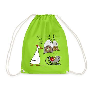 Weihnachtliche Gans  - Turnbeutel - Neongrün - Vorne