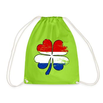 Holland Flagge Kleeblatt used - Turnbeutel - Neongrün - Vorne