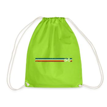 Vélo rétro sur des rayures arc-en-ciel - Sac de sport léger - vert néon - Devant
