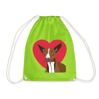 Podenco with heart - Drawstring Bag - neon green - Front
