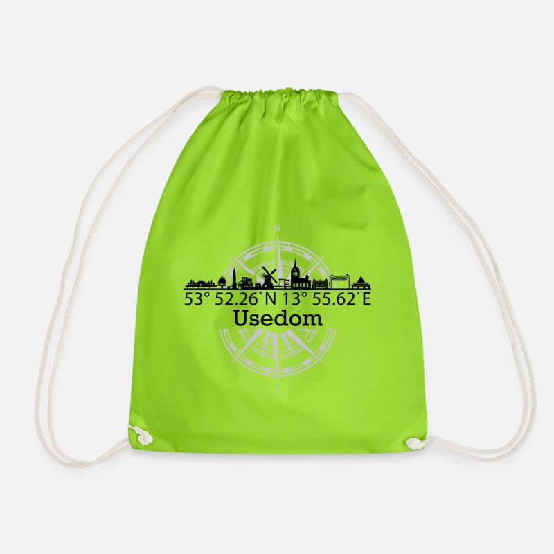 Skyline Usedom - Turnbeutel - Neongrün