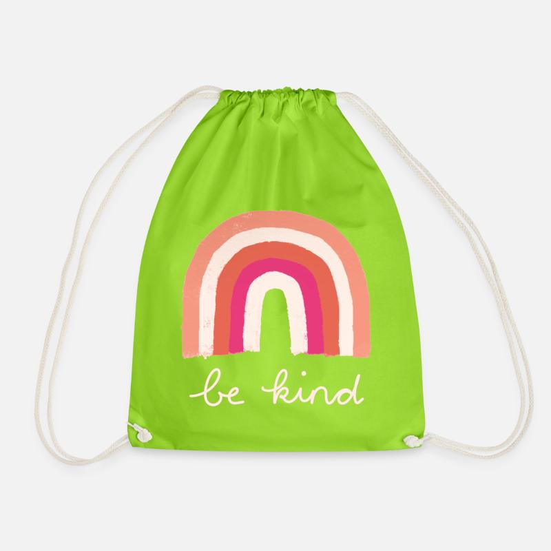 Be Kind Rainbow - Drawstring Bag - neon green