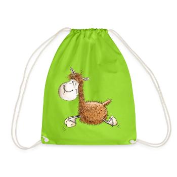 Funny llama for llama or alpaca friends - Drawstring Bag - neon green - Front