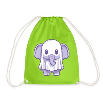 Éléphant Halloween Fantôme - Sac de sport léger - vert néon - Devant