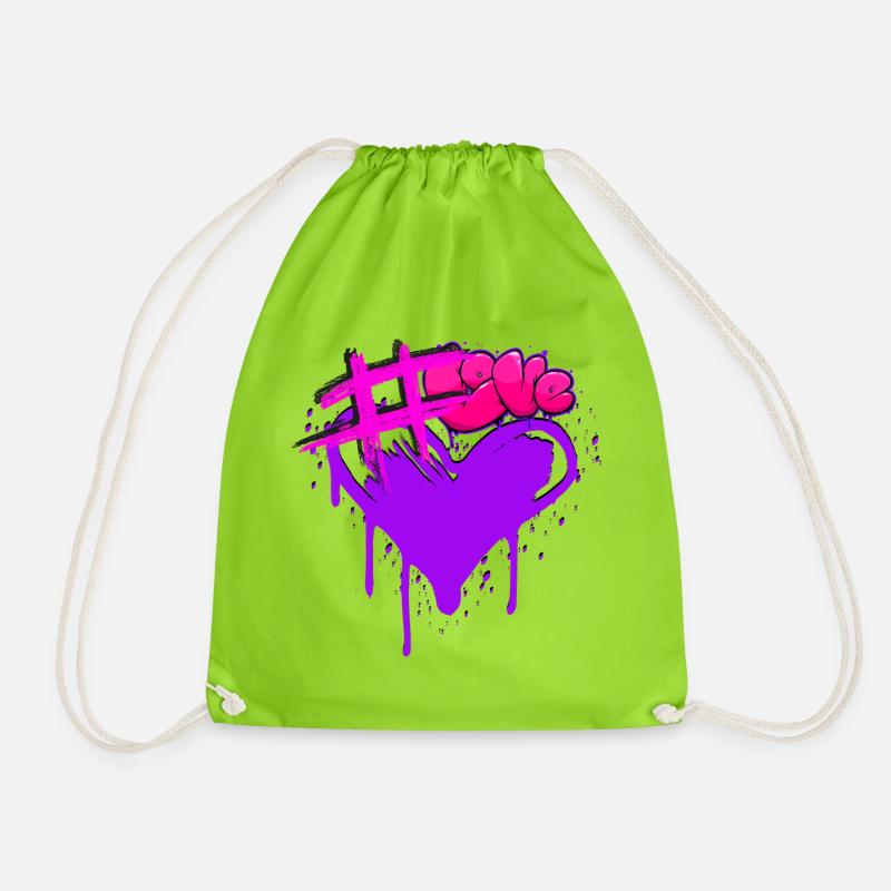 Hashtag Love - Drawstring Bag - neon green