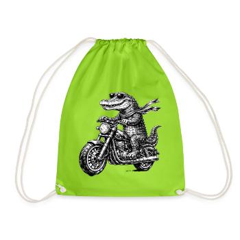 Crocodile rocker sur moto - Sac de sport léger - vert néon - Devant