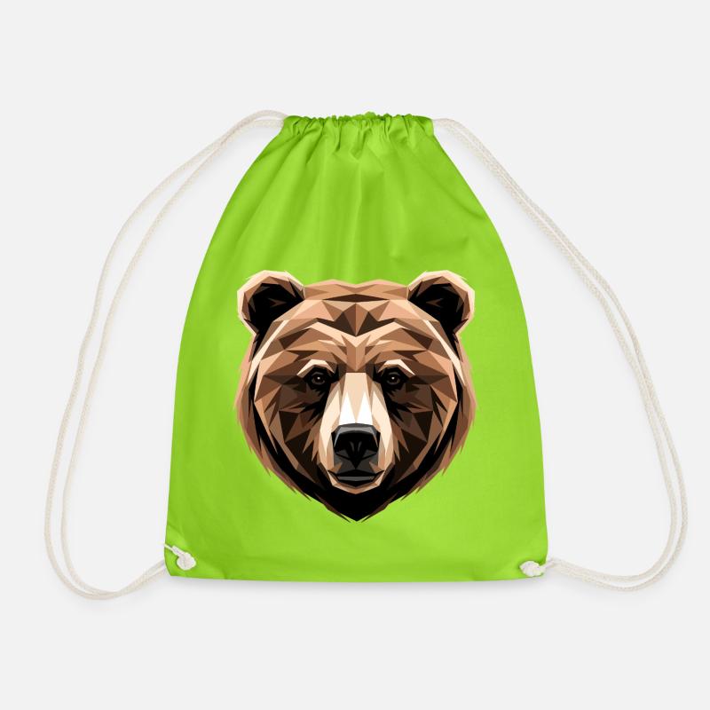 Brown Bear, Grizzly Bear, Bear Brothers, Forest, Wild Bears - Drawstring Bag - neon green
