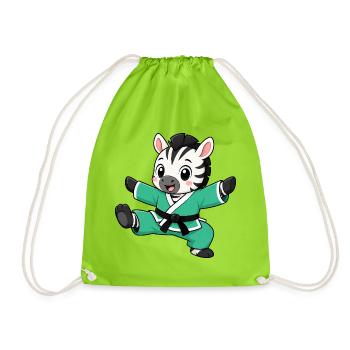 Zebra Karate Martial Arts Martial Arts Kick Animal - Drawstring Bag - neon green - Front