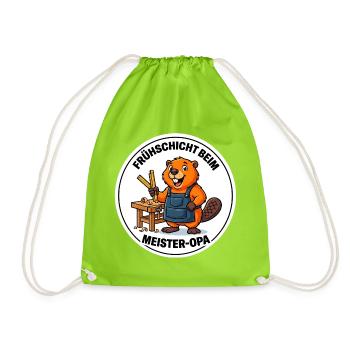 Frühschicht Meister-Opa Heimwerker T-Shirt - Turnbeutel - Neongrün - Vorne