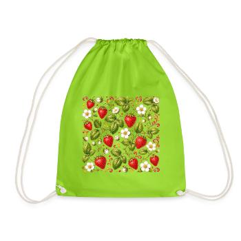 Erdbeeren Muster Beeren Sommer Botanisch Früchte - Turnbeutel - Neongrün - Vorne