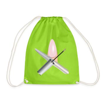 Fingernail manicure with nail file and nail polish - Drawstring Bag - neon green - Front