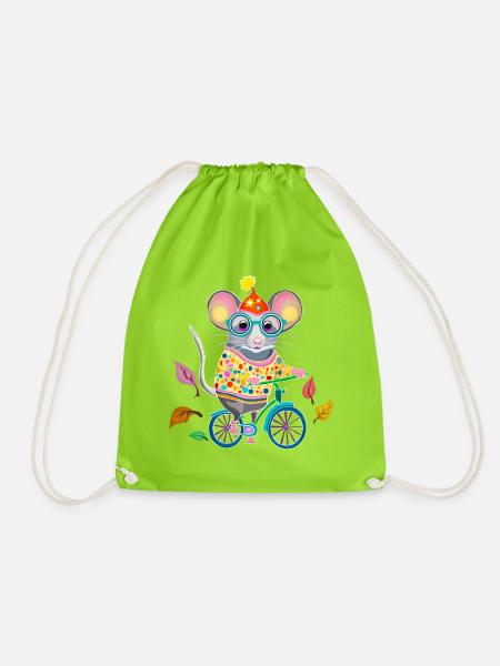 Die auf dem Fahrrad - Turnbeutel - Neongrün