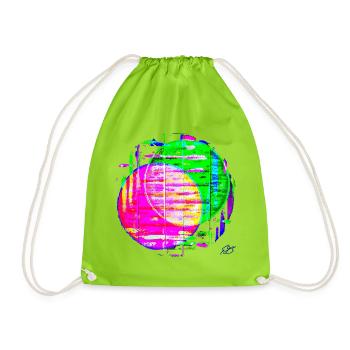 "Circle2" by Acryl Gallery & Design - Drawstring Bag - neon green - Front