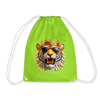 Roi Tigre avec Couronne - Sac de sport léger - vert néon - Devant