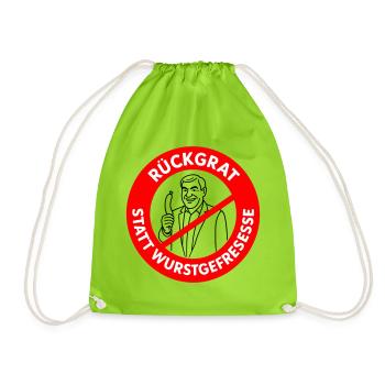 Backbone instead of sausage eating! DESIRED COLORS Comic - Drawstring Bag - neon green - Front