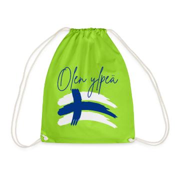Finnish and proud of it - Drawstring Bag - neon green - Front