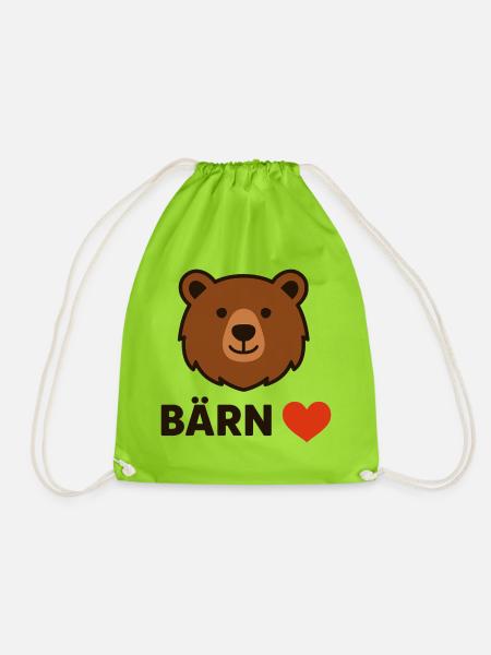 Bärn im Härz - für Berner und Berninnen mit Herz - Turnbeutel - Neongrün