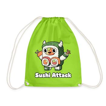 Sushi Attack Monster - Drawstring Bag - neon green - Front