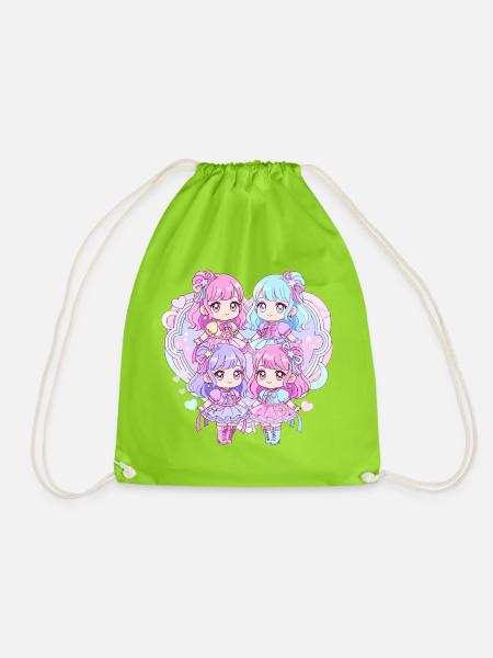 Pastell Kawaii Quartett - Turnbeutel - Neongrün