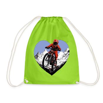 Mountain Bike Love - Drawstring Bag - neon green - Front