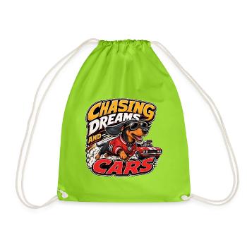 Dachshund - Drawstring Bag - neon green - Front