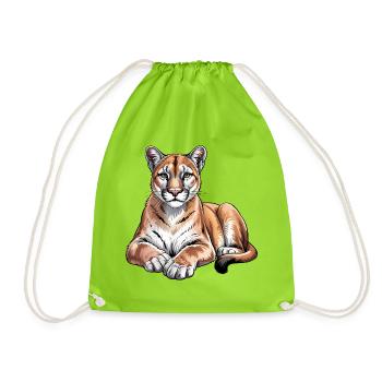 Mountain Lion Animal Lover Wildlife - Drawstring Bag - neon green - Front