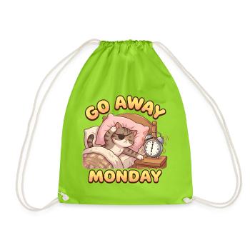 Go Away Monday – Müde Kater Morgenmuffel Design - Turnbeutel - Neongrün - Vorne
