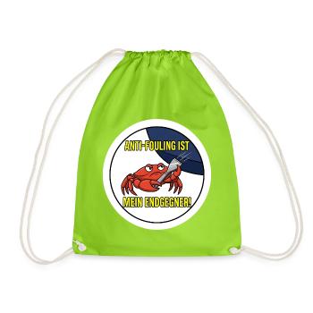 Anti-Fouling Endgegner T-Shirt Segel Boot - Turnbeutel - Neongrün - Vorne