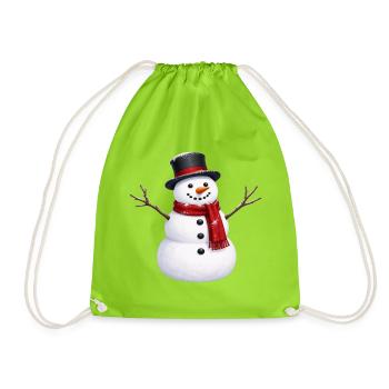 Schneemann - Turnbeutel - Neongrün - Vorne